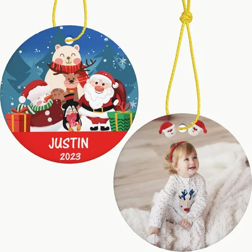 Vista 21 de Adornos personalizados para la primera Navidad del bebé, adornos colgantes de cerámica con foto de bebé, regalo de recuerdo para bebé recién nacido