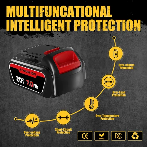 Vista 4 de FERRYBOAT Reemplazo de 7000 mAh para batería Dewalt de 20 V, iones de litio MAX DCB204 DCB206 DCB200 DCB203 DCB181 DCB180 compatible con series