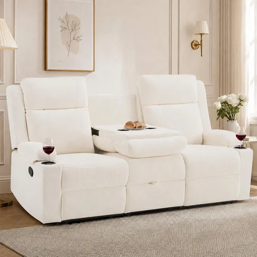 Vista 17 de GUEAPY Sofá reclinable manual grande de 3 plazas – Sofá reclinable de chenilla con portavasos, asiento ancho, fácil montaje y tela resistente a Negro