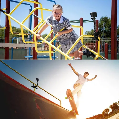 Vista 7 de FiTSTILL Soporte de Abrazadera Flexible Jaws con Cuello de Ganso Ajustable de 19 Secciones Compatible con Go Pro Hero