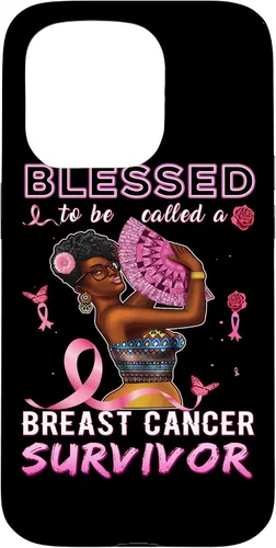 Vista 14 de iPhone 13 Pro Max Camisas afroamericanas contra el cáncer de mama para mujeres Blessed Survivor Case