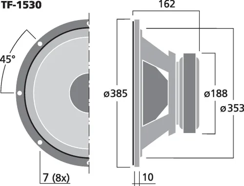 Vista 3 de Celestion TF 1530 Altavoz de marco crudo de 400 vatios 8 ohmios, 15 pulgadas