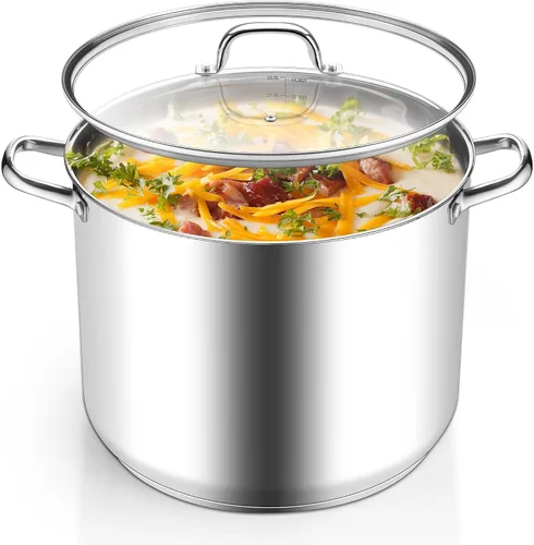 Vista 11 de Homikit Olla de acero inoxidable de 4 cuartos de galón, olla de inducción con tapa para sopa, salsa de pasta, cocinar a fuego lento, parte inferior