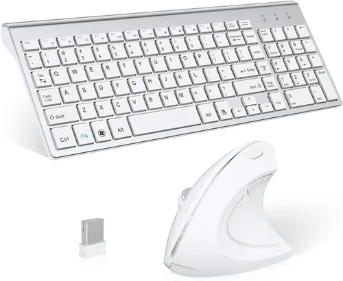 Vista 9 de Fonicer Ratón ergonómico vertical inalámbrico de 2.4 GHz y teclado Combo tamaño portátil ultrafino para PC, computadora de escritorio, laptop, Mac