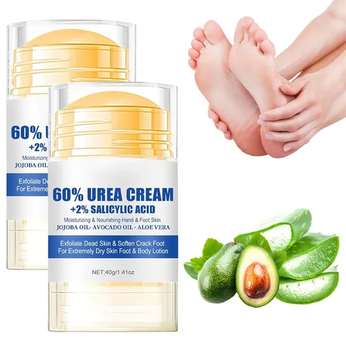 Vista 8 de Crema hidratante y antigrietas para pies, 60% urea, hidratante y alivia las grietas y la sequedad, crema para pies para manos y talones, reparación