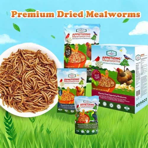Vista 7 de Amzey Gusanos secos de harina de 2 libras, gusanos de comida 100% naturales para pollo y pájaros, alimento orgánico para gallinas ponedoras, alto