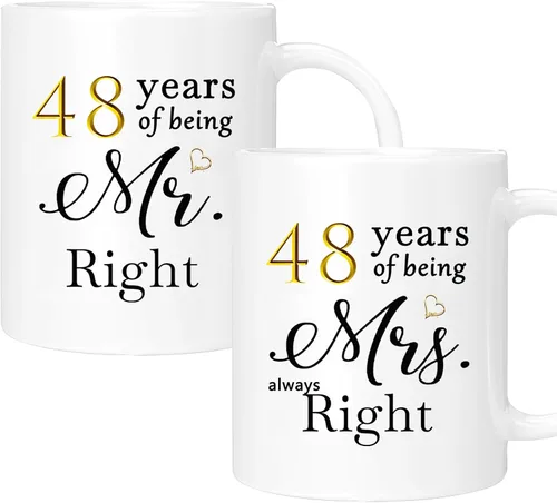Vista 59 de Juego de 2 tazas de café para el 10º aniversario, regalos de boda para parejas, padres, hombres, mujeres, marido, esposa, él, ella, caja de regalo