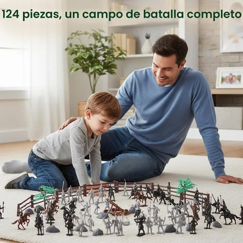 Vista 2 de Amor Present Juguetes de caballeros medievales, figuras de acción de caballero para niños Includes Cavalry, Foot Soldiers, Catapults Terrain. for