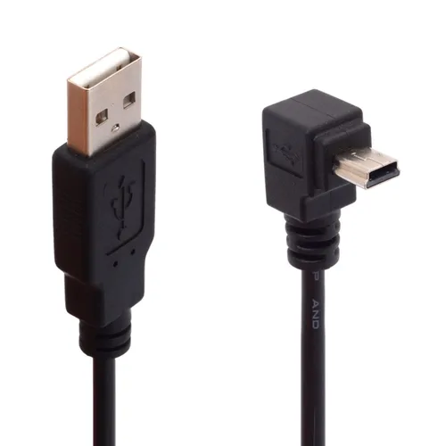 Vista 2 de Cable USB 2.0 A macho a ángulo mini, 90 grados de ángulo descendente Mini 5P Cable de carga de sincronización de datos para Garmin Dash Cam Car