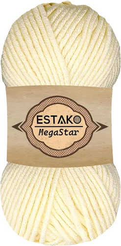 Vista 52 de Estako Megastar, 3.52 Oz (100g) de hilo de acrílico 75% y lana 25%, suave, peso grueso voluminoso #5 para crochet y tejer 120 yardas (110m)
