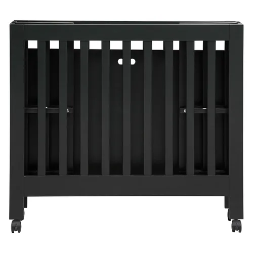 Vista 10 de Babyletto Origami Mini cuna plegable portátil con ruedas en negro, 2 posiciones de colchón ajustables, certificado Greenguard Gold