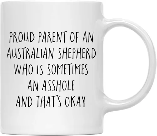 Vista 130 de Andaz Press Funny Dog - Taza de café de 11 onzas, regalo de broma, orgulloso padre de un afenpinscher que es a veces un gilipollas y eso está bien