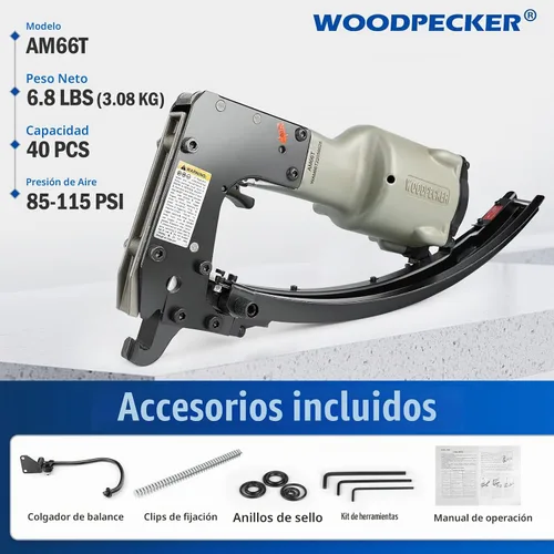 Vista 8 de Woodpecker AM66T Herramienta de corte neumático para colchón