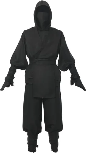 Vista 5 de GRACEART Disfraz de ninja negro para hombre, uniforme de espadachín samurái japonés, traje de cosplay de Halloween