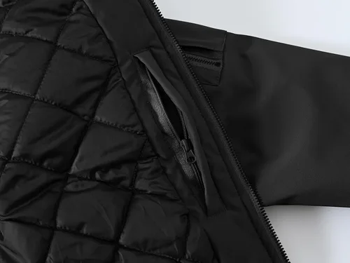 Vista 4 de BASUDAM Chaqueta bomber acolchada impermeable con múltiples bolsillos para hombre, abrigo de invierno alternativo