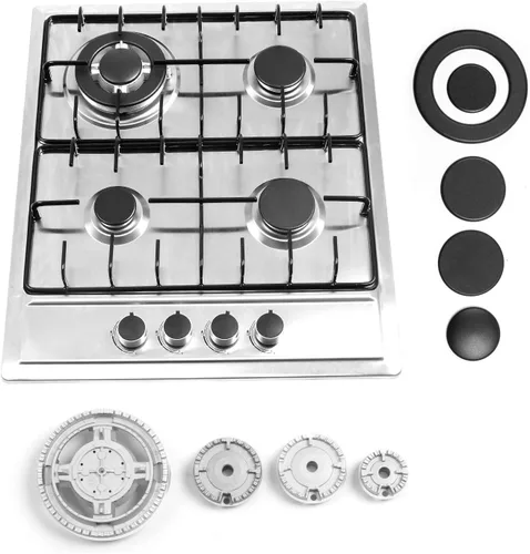 Vista 4 de Cocina de gas integrada de 24"x20" de 4 quemadores de acero inoxidable con kit de conversión NG/LPG, protección de termopar y fácil de limpiar