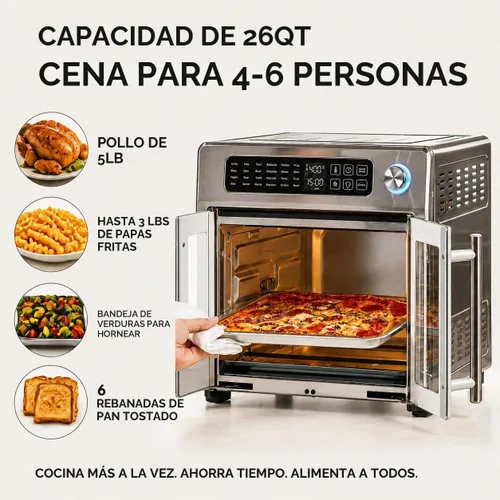 Vista 5 de Emeril Lagasse Combo de Horno Tostador y Freidora de Aire Extra Grande con Puerta Francesa, 24 Funciones de Cocción y Controles Digitales, 7