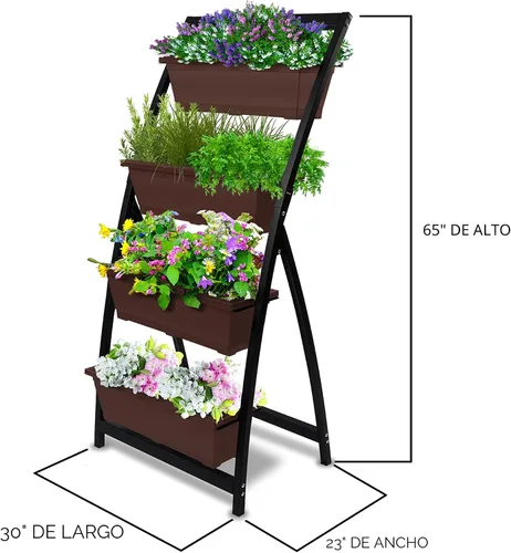 Vista 5 de Outland Living Jardinera elevada de 6 pies – Jardinera vertical independiente con 4 cajas de contenedores, buena para patio o balcón