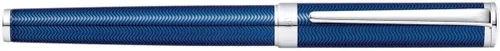 Vista 3 de Sheaffer Pluma estilográfica azul translúcida grabada intensamente con tapa cromada, borde y punta mediana Grabado azul translúcido