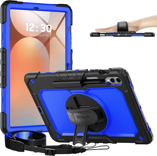 Vista 22 de Timecity - Funda protectora resistente para Samsung Galaxy Tab S10 Lite, S10 FE, S9 FE 5G, S9, 10.9 y 11 pulgadas, con protector de pantalla, Negro