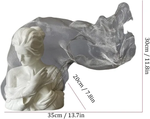 Vista 2 de Escultura de estatua china de feng shui, velo moderno, para niña, escultura de cerámica, decoración de dormitorio, sala de estar, lado, varios