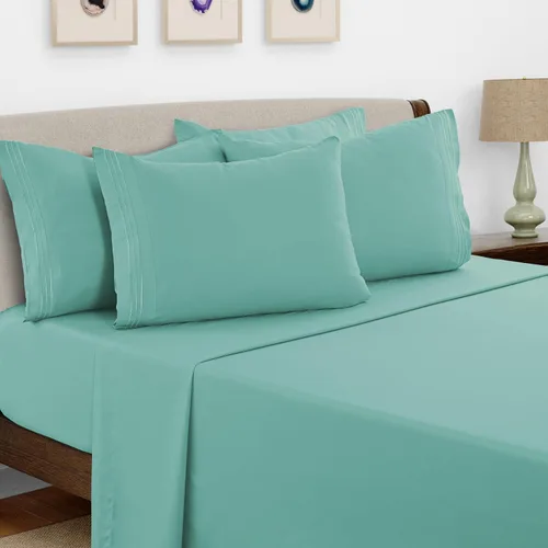Vista 52 de LUX Décor - Juego de sábanas Twin de microfibra ultrasuave de 3 piezas con sábana encimera, sábana bajera de 16 pulgadas de profundidad y funda
