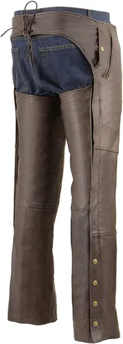 Vista 7 de Milwaukee Leather ML1191RT - Perneras de piel para hombre, estilo retro, color marrón, con 4 bolsillos, forro térmico premium para motocicleta