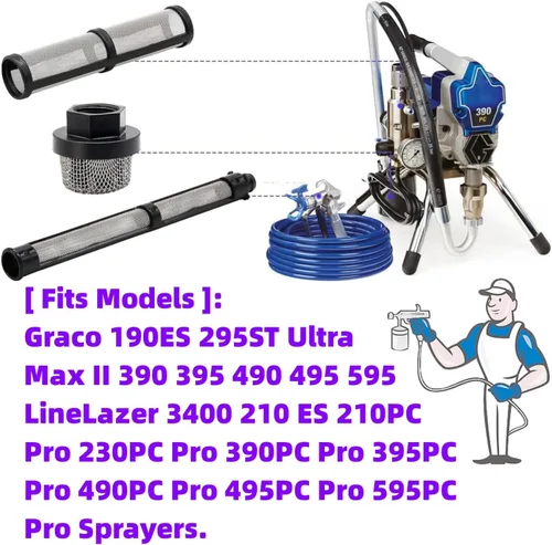 Vista 2 de (1+3+3 unidades) 246385 246384 287032 Juego de pantalla de filtro de pulverización sin aire Bomba de pulverización Bomba de pulverización Pistola