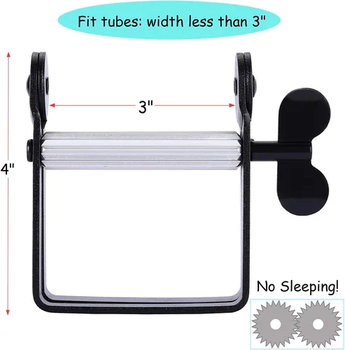 Vista 5 de Exprimidor de pasta de dientes, exprimidor de tubo de pasta de dientes de metal, escurridor de tubo de pintura para artistas, salón de belleza, Negro