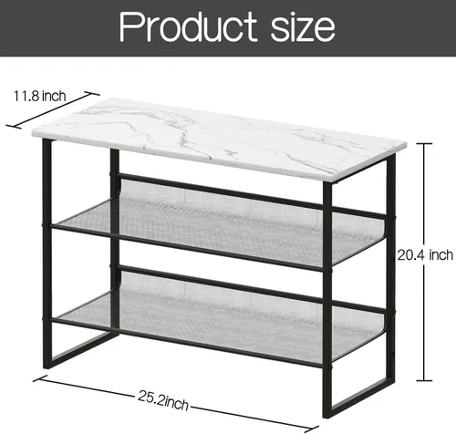 Vista 3 de Garden 4 you Zapatero para entrada de 3 niveles de 11.8 pulgadas de profundidad x 25 pulgadas de ancho x 20 pulgadas de alto, rocas de metal