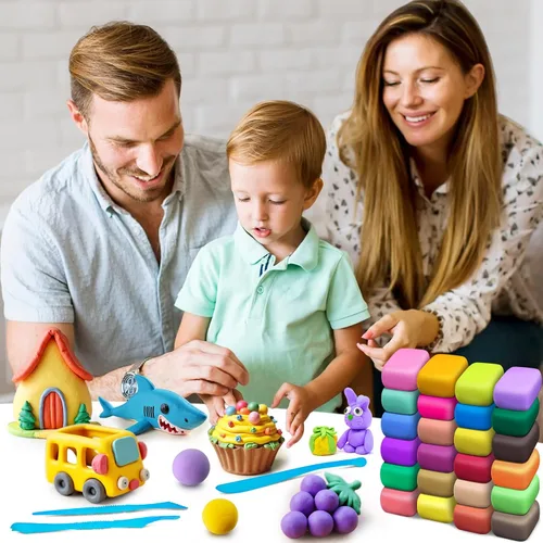 Vista 7 de YOPINSAND Arcilla de Secado al Aire 115 Colores, Arcilla para Modelar para Niños, Juguetes Mágicos de Moldeado DIY con Herramientas, Regalo