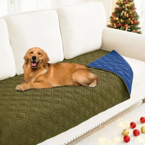 Vista 112 de Smiry Funda Impermeable para Cama de Perro Manta para Mascotas, Manta Suave y Lavable para Perros para Muebles Cama Sofá Sofá Reversible, a Cuadros