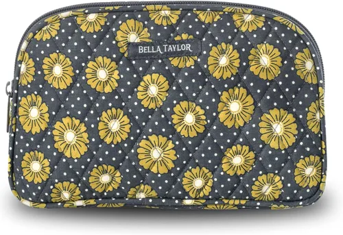 Vista 9 de Bella Taylor Bolsa de maquillaje de algodón acolchada grande para mujeres, bolsa de cosméticos de viaje