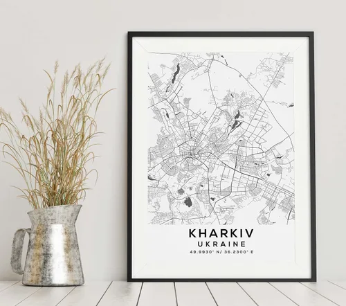 Vista 6 de Mapa de Kharkiv, Ucrania, Light 2 (36x48)