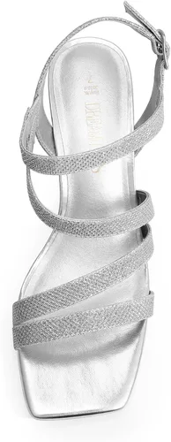 Vista 3 de DREAM PAIRS Sandalias de tacón grueso con tiras para mujer, sandalias de tacón bajo y puntera abierta, zapatos de fiesta