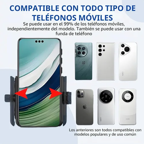 Vista 6 de Soporte para teléfono, sin bloqueo de pantalla, soporte de teléfono giratorio de 360°, bloqueo de memoria, liberación rápida, para Android, iPhone