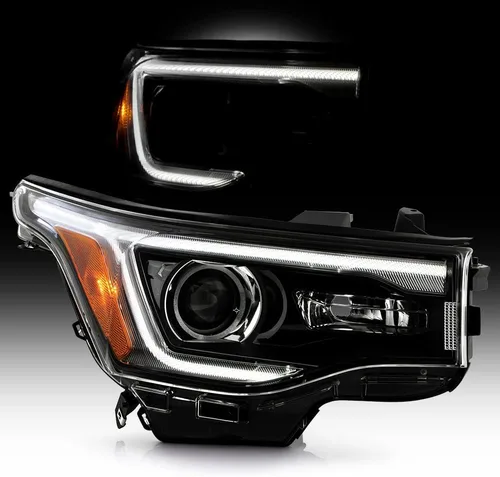 Vista 8 de KEEKPO - Para 2017 2018 2019 GMC Acadia Factory halógeno w/LED DRL faro delantero negro reemplazo lado izquierdo del conductor