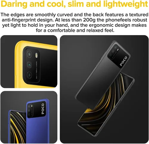 Vista 5 de Xiaomi POCO M3 Smartphone, 4 GB + 64 GB, 6.53 "FHD + Ampio 1080P FHD + Pantalla 49 MP, cámara Tripla, batería de 6000 mAh, Doppi Altoparlanti, Jack