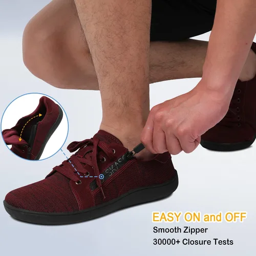 Vista 3 de SKASO Zapatos para caminar descalzos para hombre, puntera ancha, sin caída, minimalistas, cómodos, zapatos casuales para gimnasio, conducir oficina