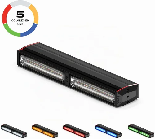 Vista 2 de Feniex Q-200 - Barra de luz 3 modos programables 5 colores en uno (rojo-azul-ámbar-blanco-verde), 54 LED, LED súper brillante de 3 W, clase SAE 1