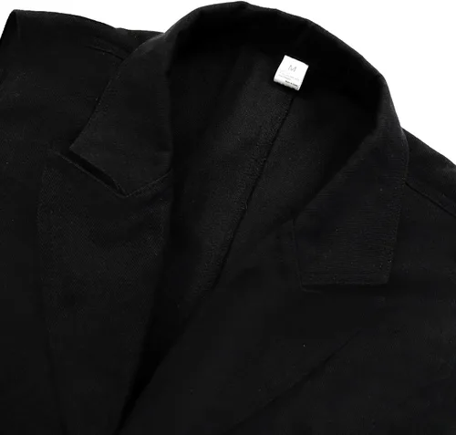 Vista 3 de Oiefeen Chaleco de mezclilla azul con solapa para todo fósforo para mujer, Negro