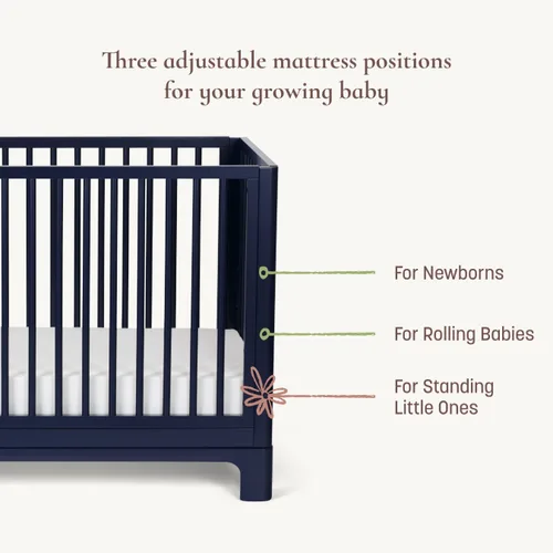 Vista 3 de Little Seeds Posey - Cuna convertible 4 en 1, color azul oscuro
