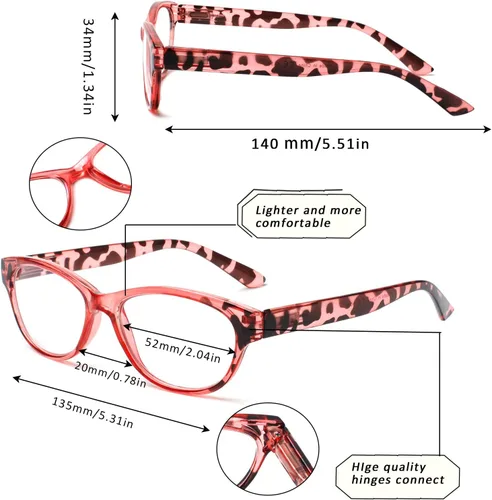 Vista 2 de SIGVAN Gafas de Lectura de Ojo de Gato para Damas 5 Pares con Bloqueo de Luz Azul Bisagra de Resorte Estampado de Patrón de Moda Lectores