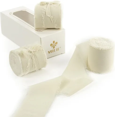 Vista 15 de MEEDEE Cinta de gasa negra de 2 pulgadas con flecos, cintas de gasa deshilachadas negras para manualidades, cinta de gasa de seda para envolver Negro