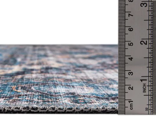 Vista 2 de Unique Loom Mangata Collection - Alfombra de área - Mary (rectangular 2' 0" x 3' 0", azul/negro)