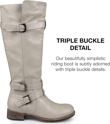 Vista 3 de Journee Collection Botas Bite para mujer con punta redonda y detalle de triple hebilla