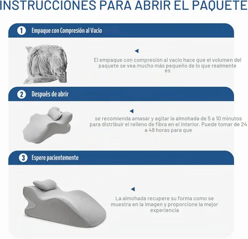Vista 6 de Almohada de lectura de cuña de espuma viscoelástica para cama, almohada ergonómica para adultos con reposacabezas ajustable, almohada de cama