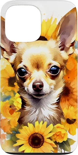 Vista 24 de Chihuahua Dog Watercolor Funda de girasol Chihuahua para iPhone 17