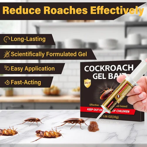 Vista 2 de Cebo de Gel para Cucarachas - 6 Tubos x 30g, Repelente de Insectos Fácil de Usar para Uso en Interiores y Exteriores, Potente Trampa de Cebo