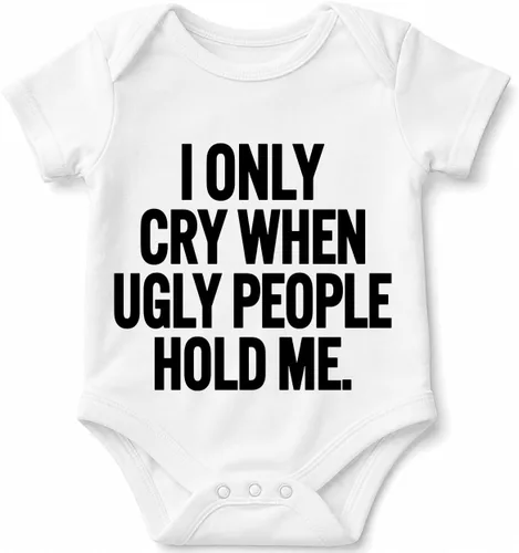 Vista 11 de AW Fashions - Pañalero "I Only Cry When Ugly People Hold Me" gracioso y lindo para bebé niña o niño Negro